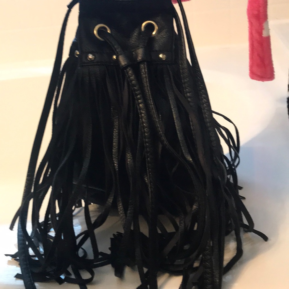 Fringe drawstring purse